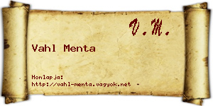 Vahl Menta névjegykártya